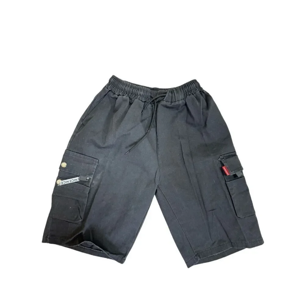 Boys youth black pull on cargo shorts excellent condition large